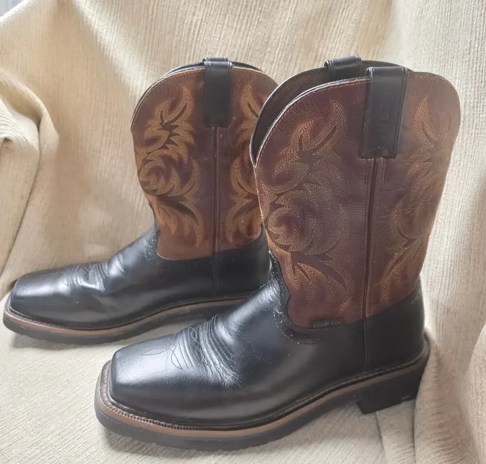 Justin Work Boots Men 10D Composite Toe Leather Western Cowboy WK4818